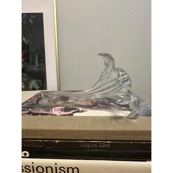 Vintage 7" Long Hand-Blown Glass Sculpture Iris Flower With A Stem - Bud Vase - Picture 3 of 5